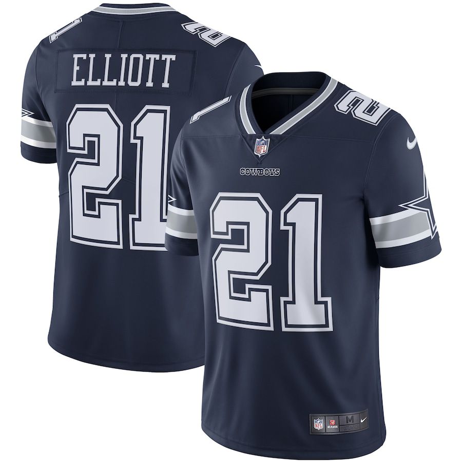 Men Dallas Cowboys 21 Ezekiel Elliott Nike Navy Vapor Limited NFL Jersey